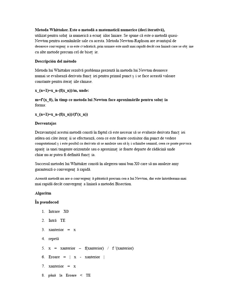 Metoda Whittaker | PDF