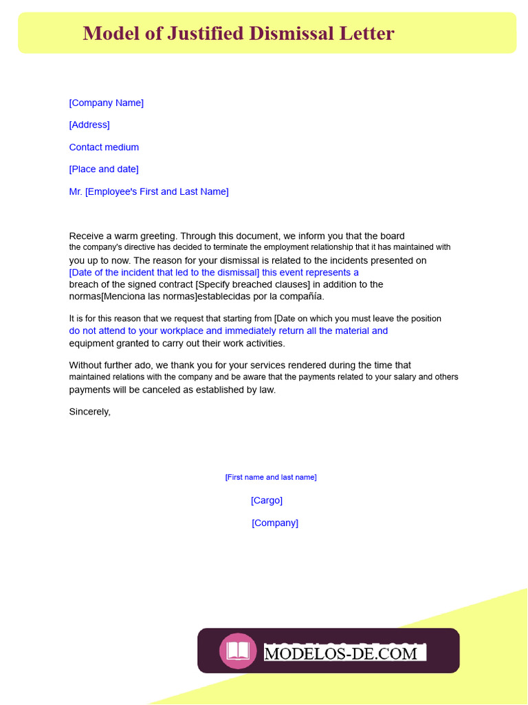 Template for Justified Dismissal Letter | PDF