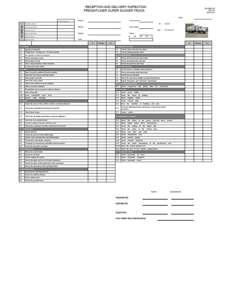 Freightliner Super Sucker Truck Inspection | PDF | Truck | Automotive ...