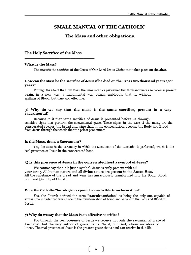 LITTLE CATHOLIC MANUAL.pdf | PDF | Eucharist | Mass (Liturgy)