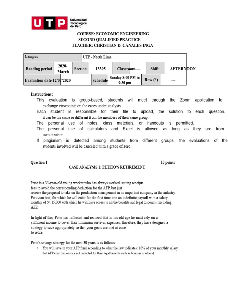 PC 2 - Economic Engineering - FINAL | PDF | Expense | Salary