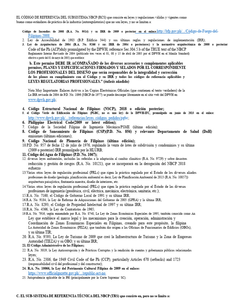 El Código de Referencia NBCP Sub | PDF | edificio | Zonificación