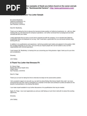 Thank You Letter Samples