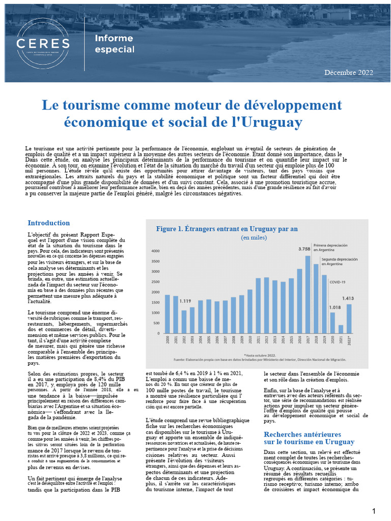 Impact du tourisme sur l'économie uruguayenne | PDF | Tourisme | Uruguay