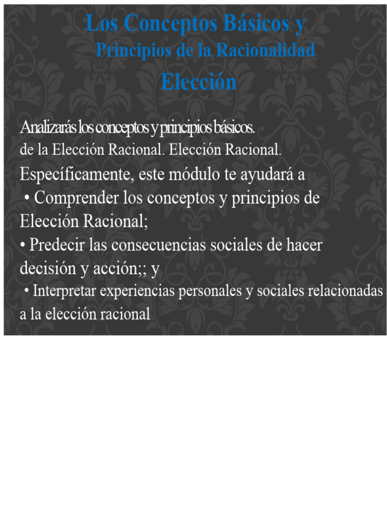 Principios y Conceptos Básicos de La Elección Racional | PDF ...