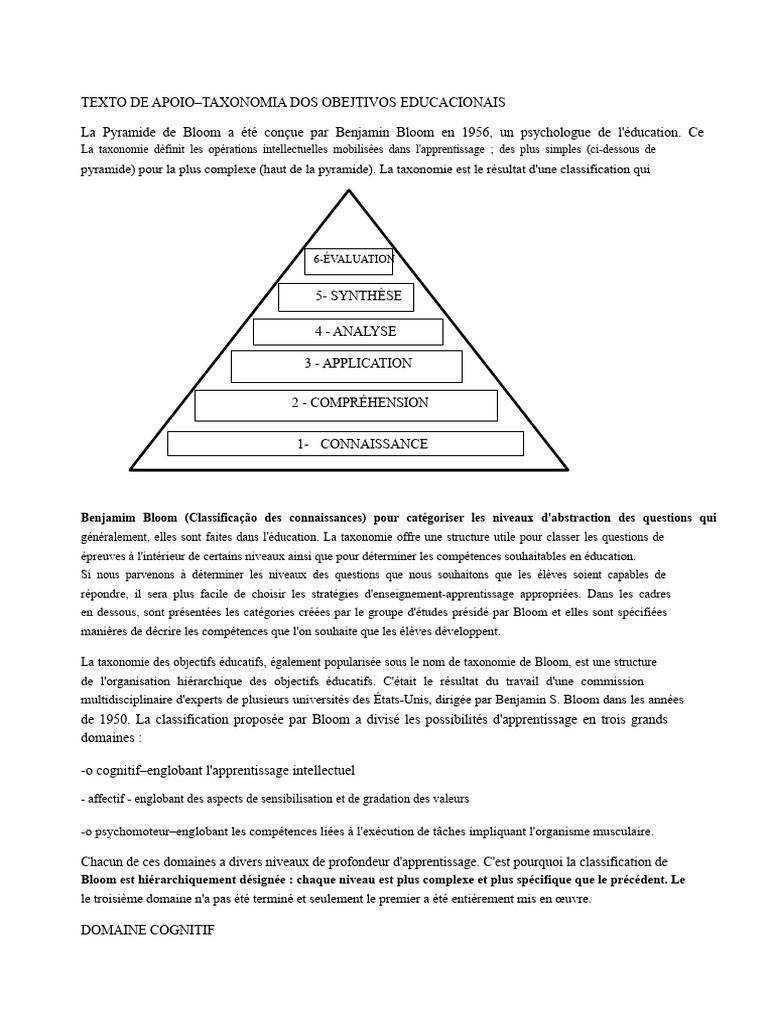 Taxonomie de Bloom | PDF | Connaissances | Taxonomie (Biologie)