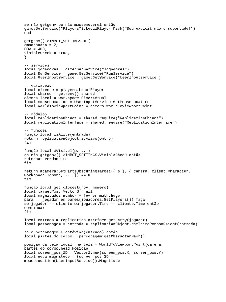 Script de Aimbot para Roblox | PDF