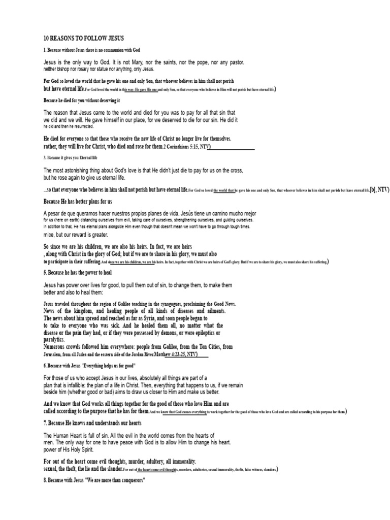 10 Reasons to Follow Jesus Christ | PDF | Eternal Life (Christianity ...