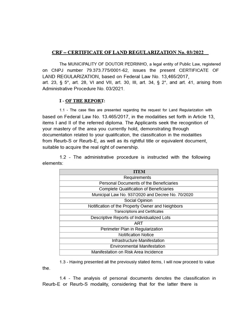 Land Regularization Certificate 2022 | PDF | Azimuth | Domain Name ...