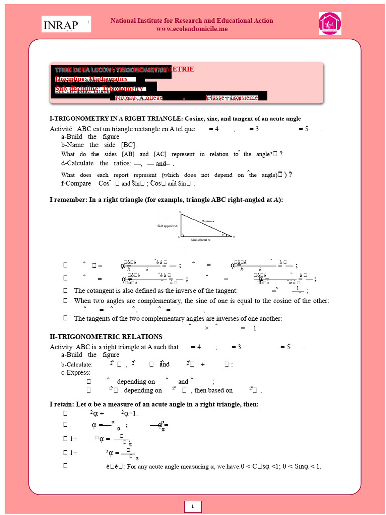 Math 3rd Year TRIGONOMETRY | PDF | Trigonometric Functions | Trigonometry