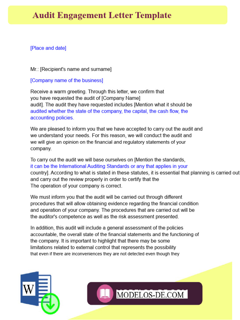 Audit Engagement Letter Template | PDF | Audit | Business