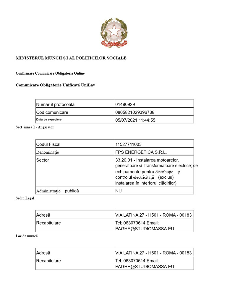 Unilav Demisii Arcarese | PDF