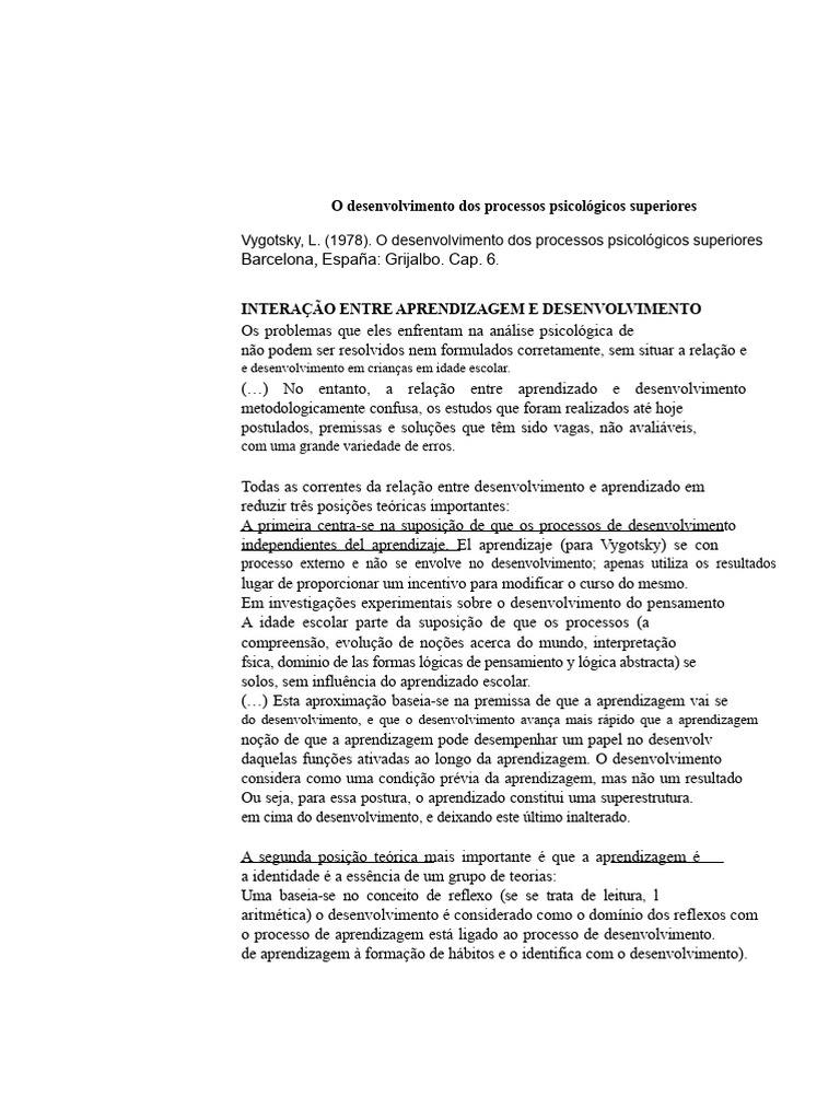Aprendizagem e Desenvolvimento Infantil | PDF | Aprendizado | Psicologia
