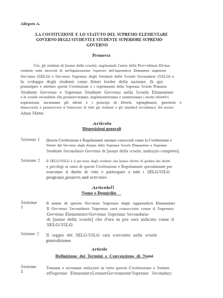 Costituzione e Statuto | PDF