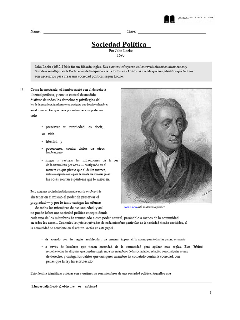 Estudiante Político-Sociedad de Commonlit | PDF | Libertad | John Locke