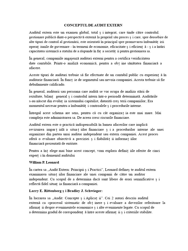 Conceptul de Audit Extern | PDF
