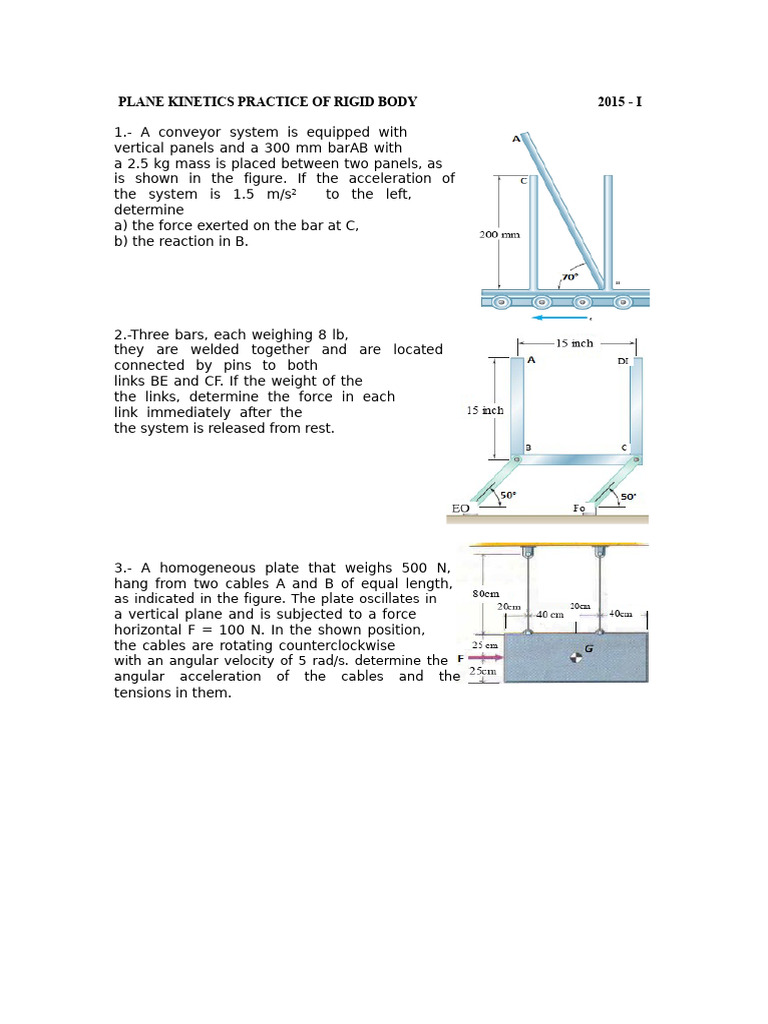 Rigid Body Plane Kinetics Practice | PDF | Force | Physics