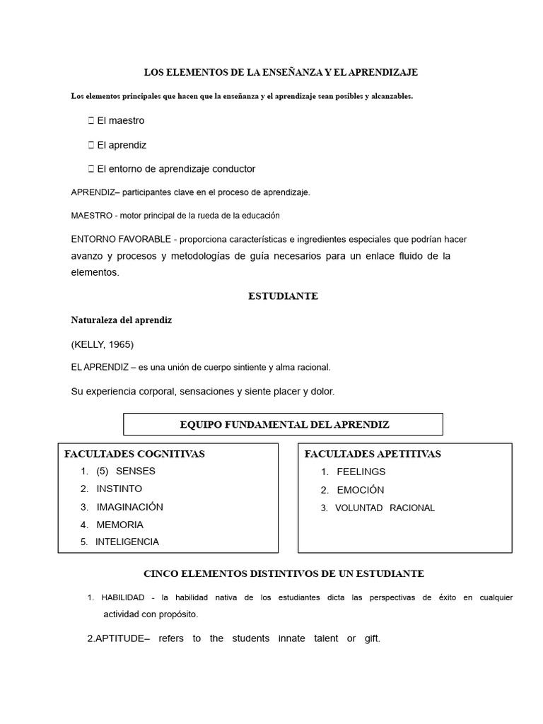 Elementos Clave en Enseñanza y Aprendizaje | PDF | Aprendizaje | Enseñando