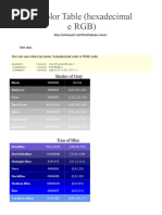 RGB Colour Names and Hex Codes List | PDF | Cyan | Blue