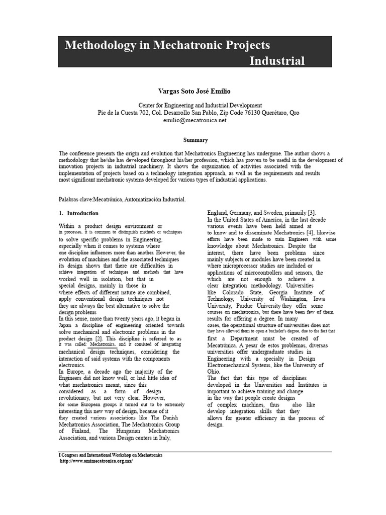 Mechatronics Project Methodology Guide | PDF | Mechatronics | Engineering