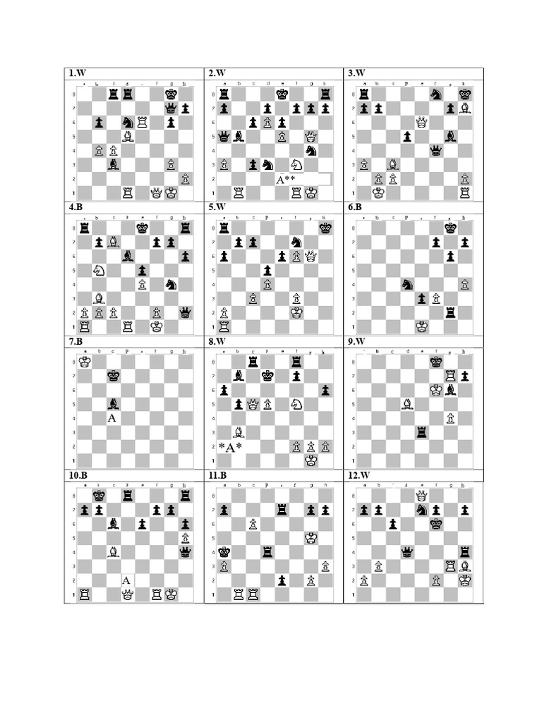 Problemas de Ajedrez: Mate en 1 | PDF | Números | Matemática Elemental