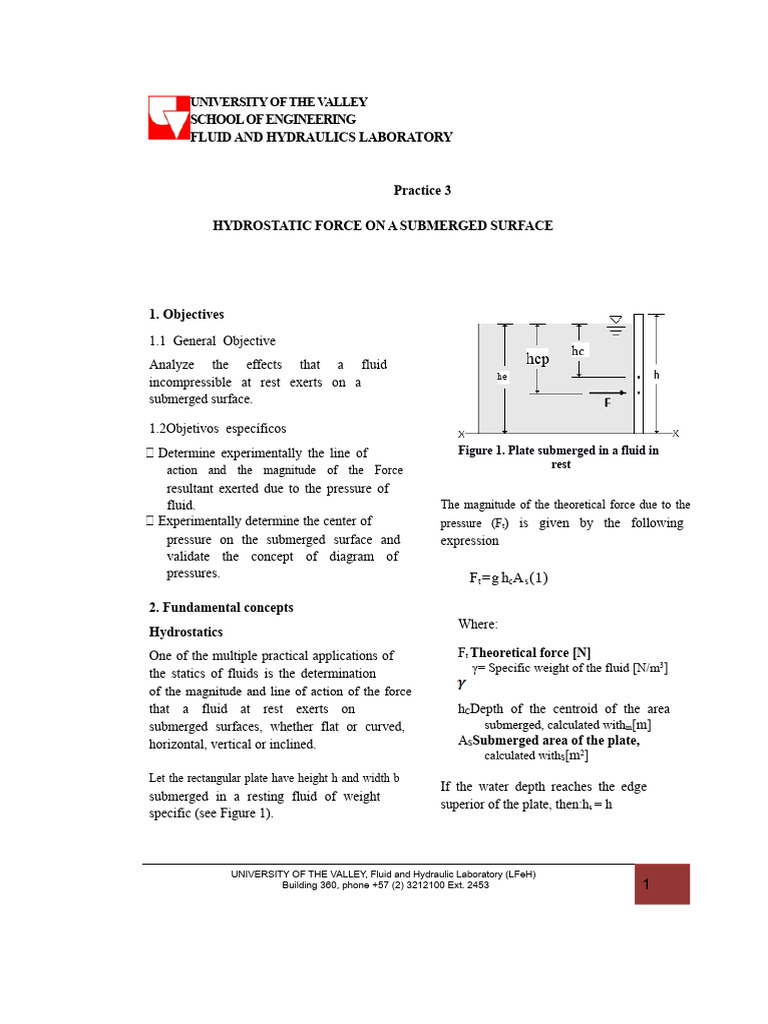 Hydrostatic Force on Submerged Surfaces | PDF | Pressure | Force