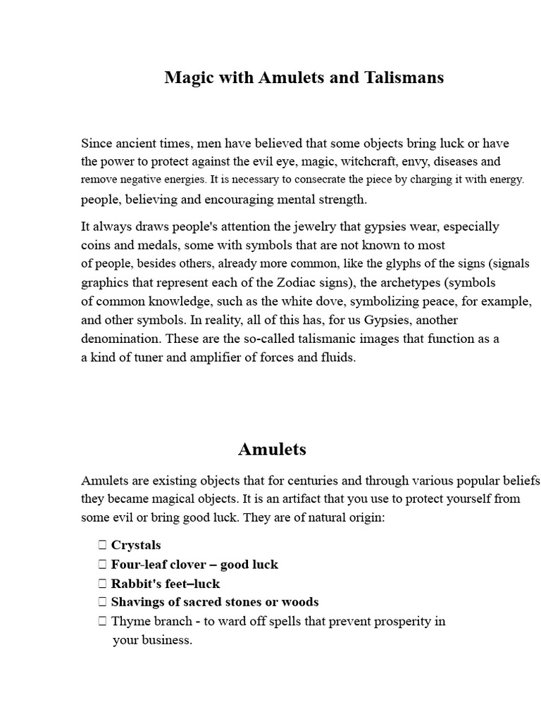 Amulets and Talismans for Protection | PDF | Amulet