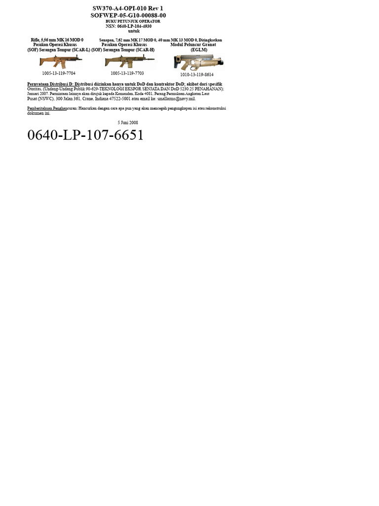 Manual Operasi Senapan SCAR dan EGLM | PDF