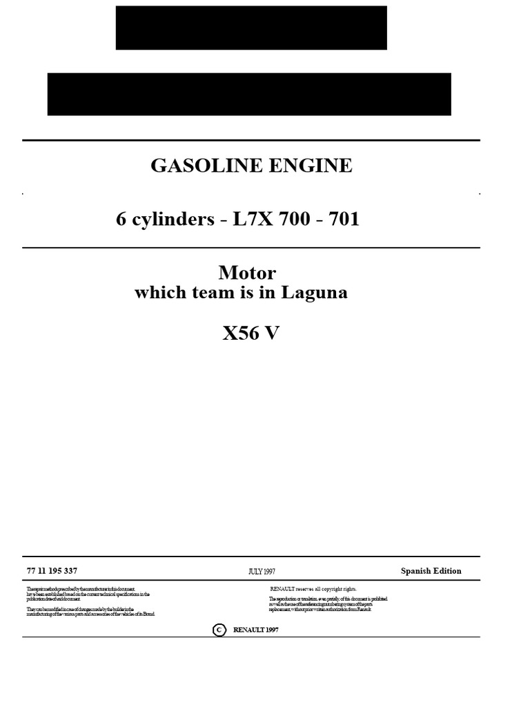 Renault L7X 700 Engine Repair Manual | PDF | Belt (Mechanical) | Screw