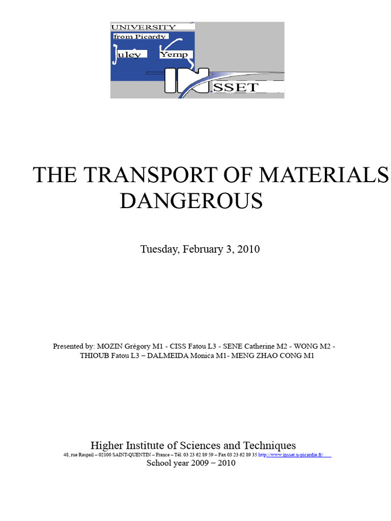 Transporting Dangerous Materials Guide | PDF | Dangerous Goods