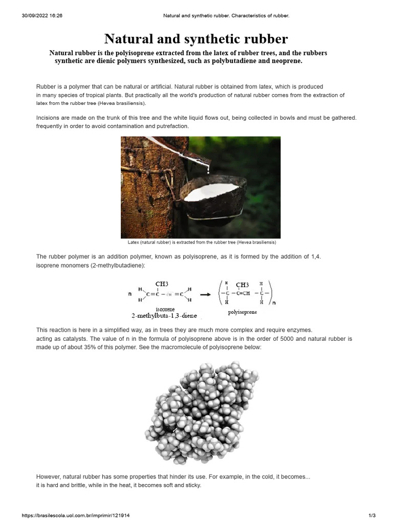 Natural and Synthetic Rubber. Characteristics of Rubber PDF | PDF ...