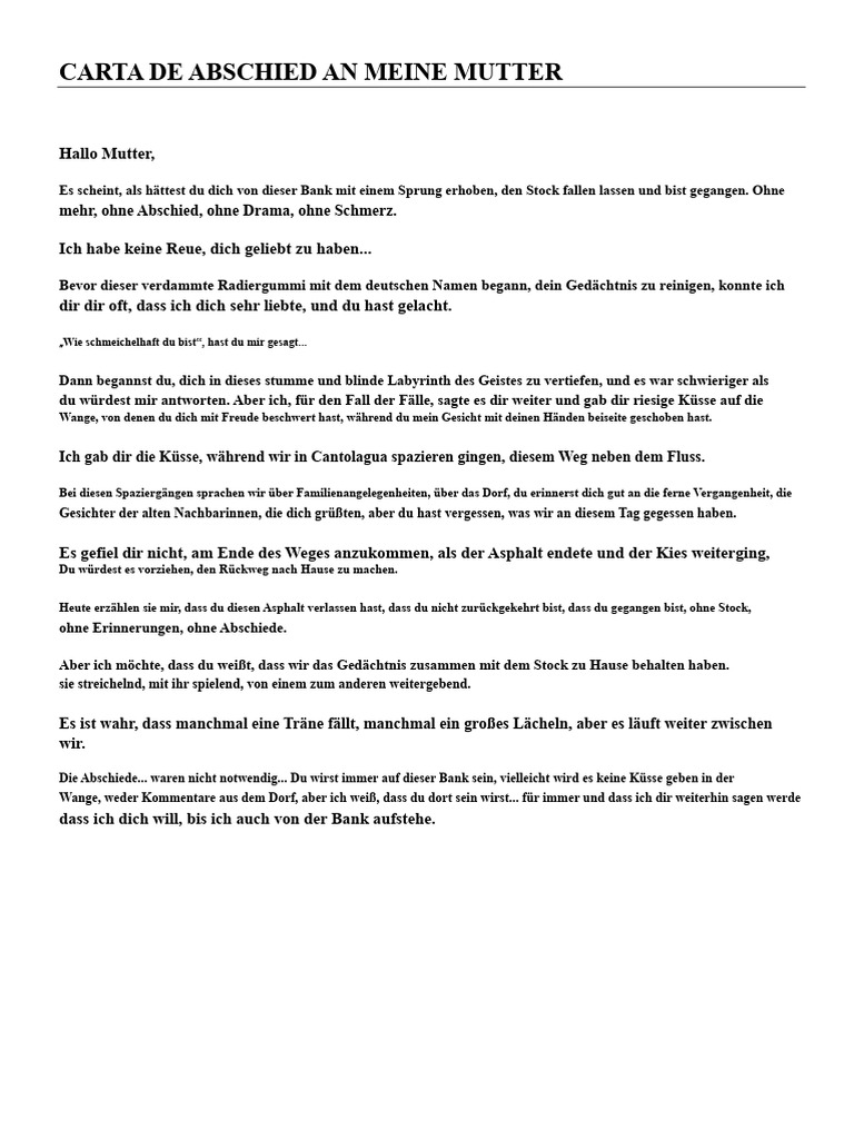 Abschiedsbrief Tochter An Mutter