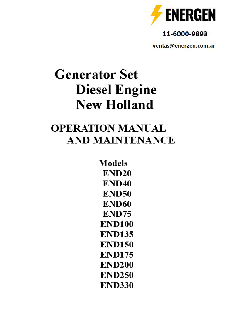 New Holland Diesel Generator Manual | PDF | Diesel Fuel | Mechanical ...