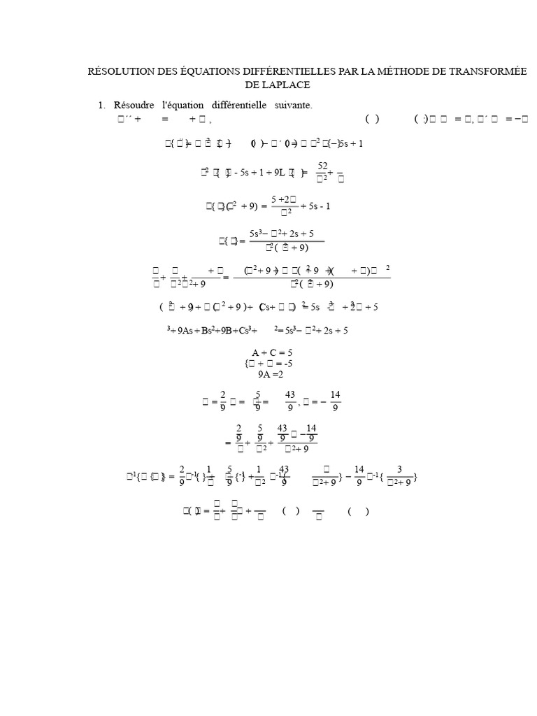 Résolution d'équations différentielles par Laplace | PDF | Équations ...