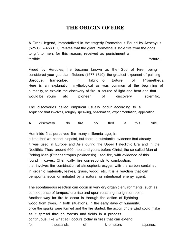 The Origin of Fire | PDF | Fires | Combustion