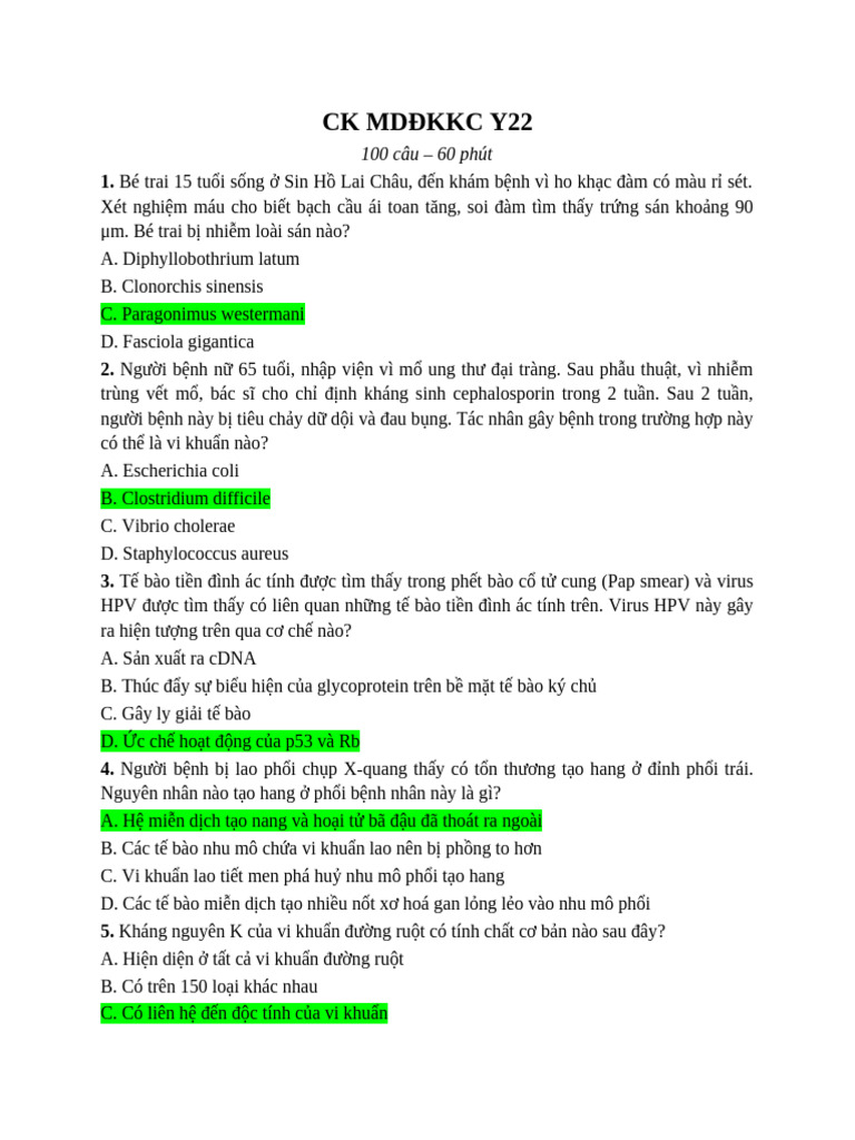Đề CK Y22 | PDF