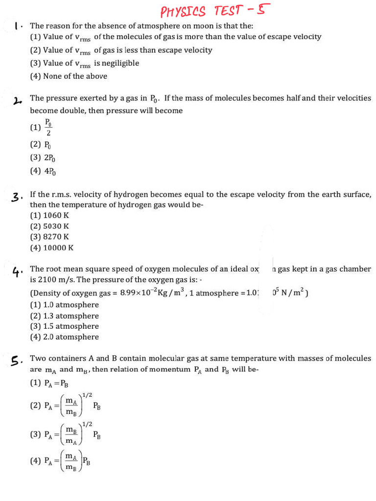 Physics Test 5 | PDF