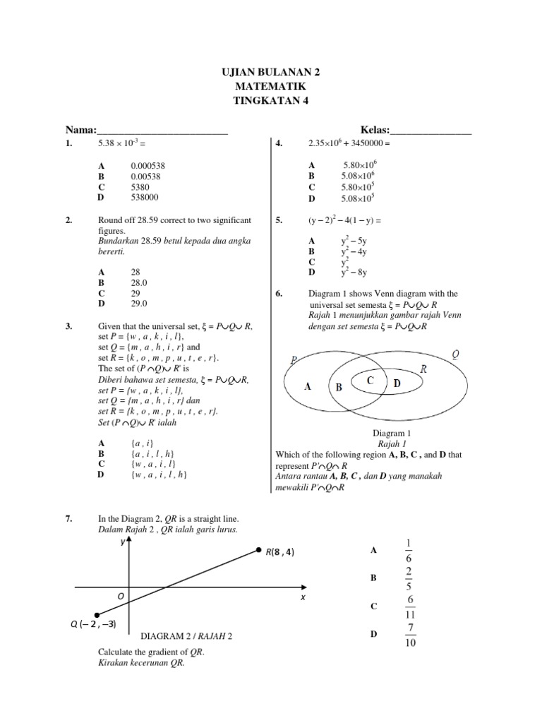 Ujian Bulanan 2 Matematik Tingkatan 4 Pdf