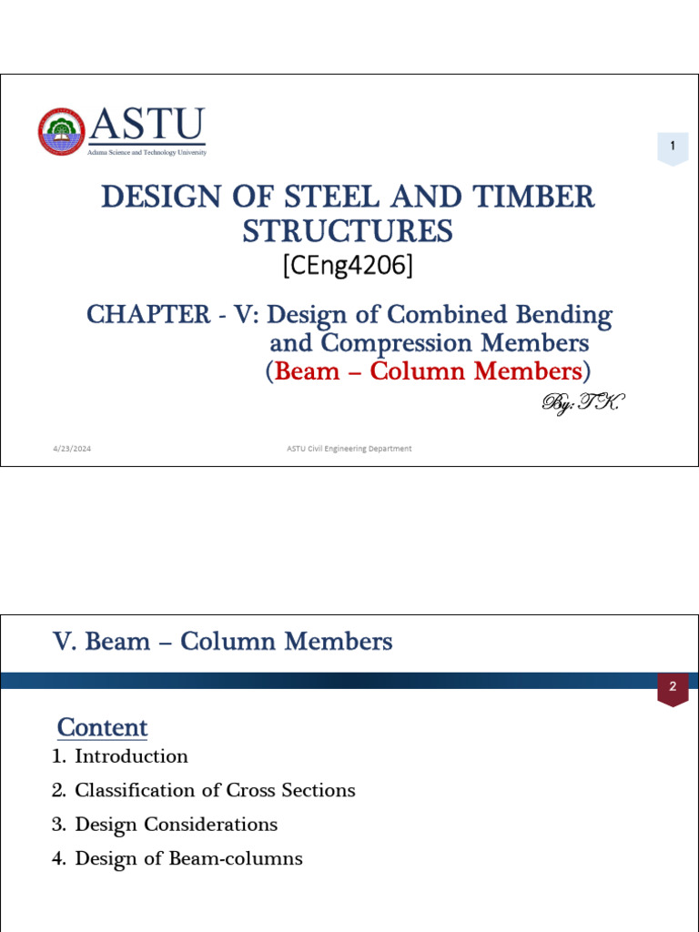 Chapter v - Beam Column | PDF | Buckling | Bending