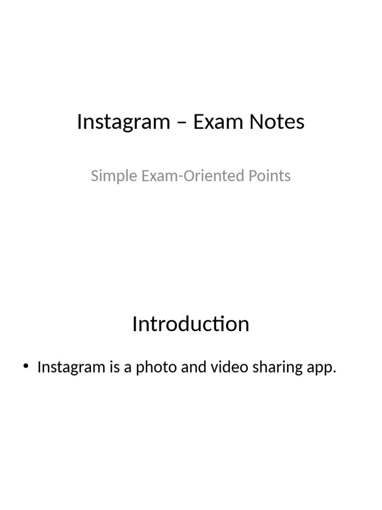 Instagram Exam Notes: Features & Uses | PDF