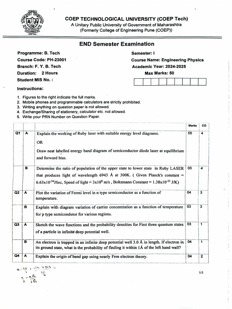 EP Endsem 2024 25 | PDF