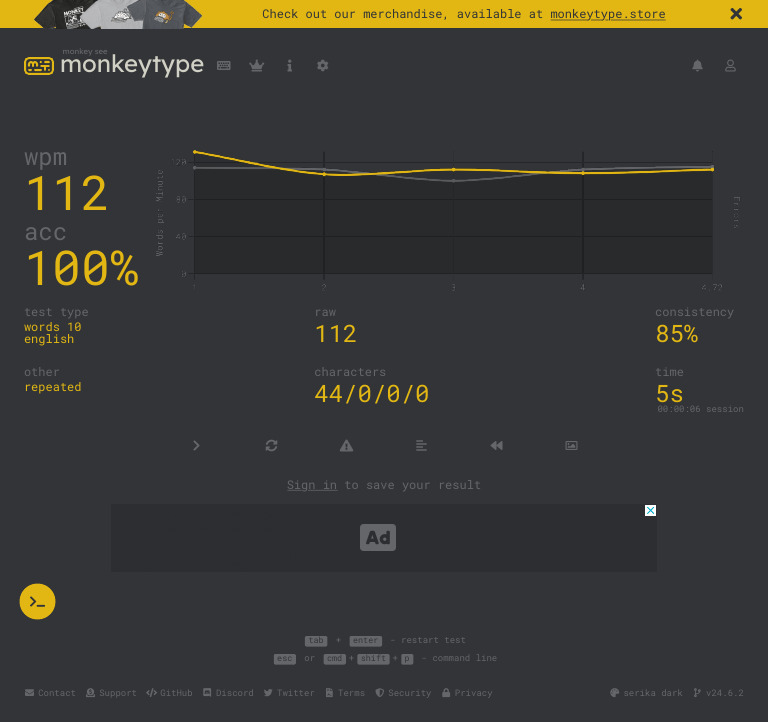Monkeytype WPM Test Results Summary | PDF