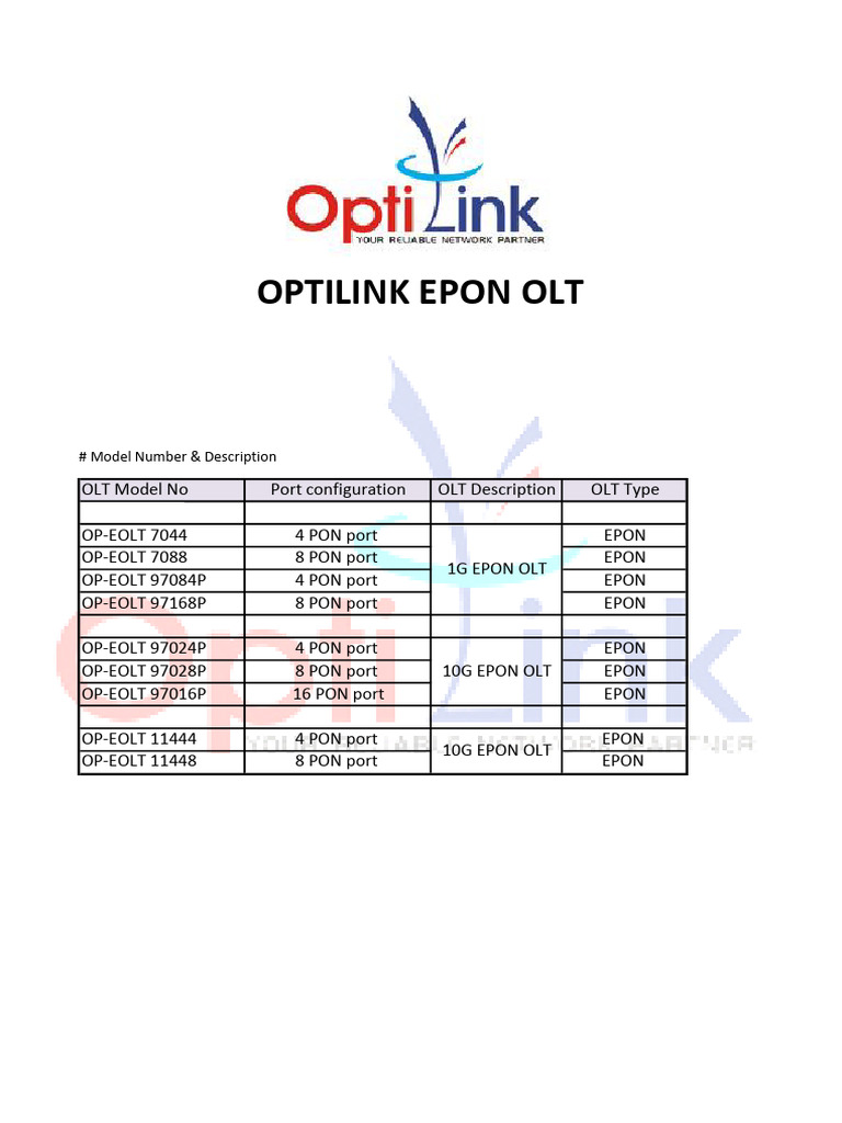 Optilink EPON OLT Models Overview | PDF | Command Line Interface ...