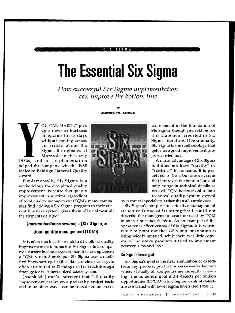 Essential Six Sigma Overview | PDF