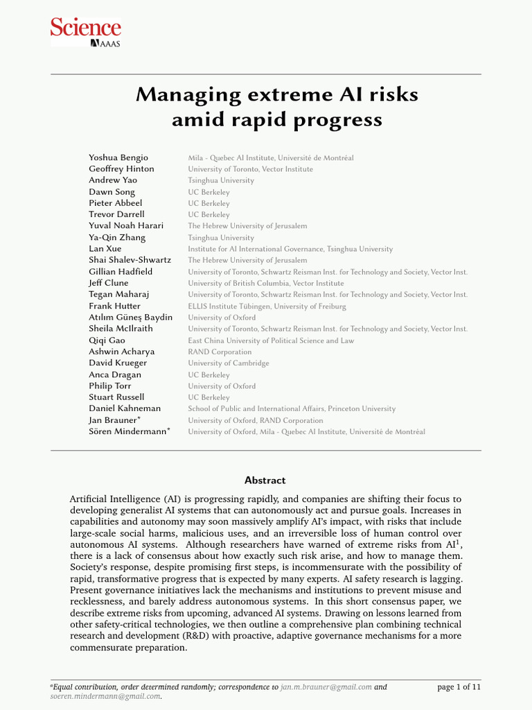 Managing Extreme AI Risks Effectively | PDF | Artificial Intelligence ...