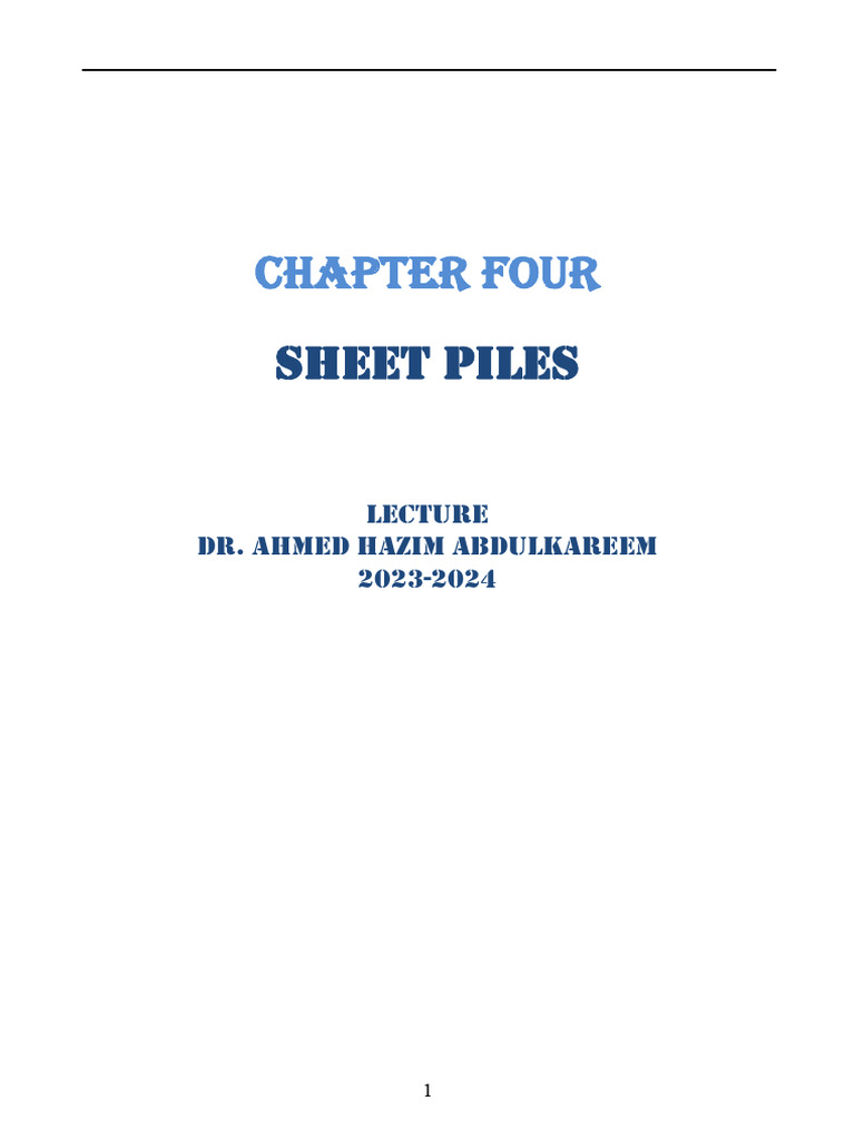 Ch4 Sheet Pile 2024 | PDF | Continuum Mechanics | Civil Engineering