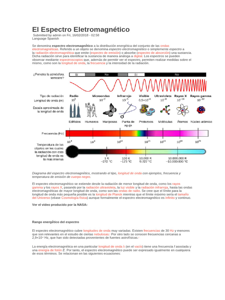 Espectro Electromagnético: Tipos y Usos | PDF | Espectro ...