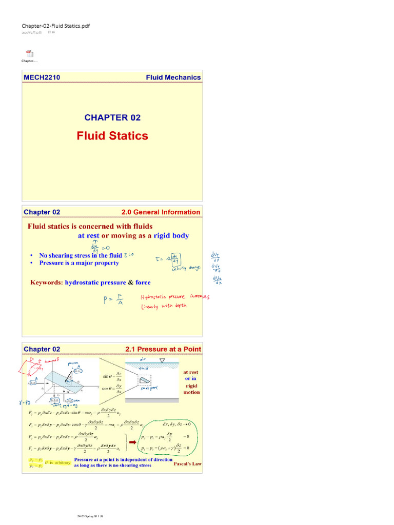 Chapter 02 Fluid Statics | PDF