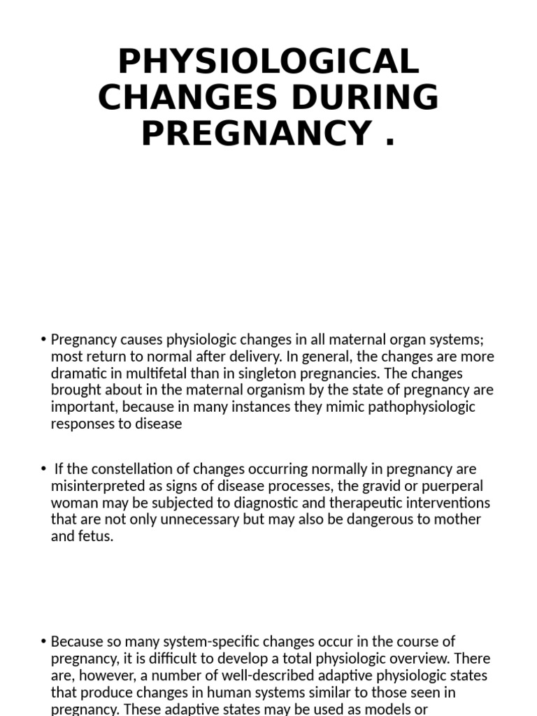 Physiological Changes During Pregnancy | PDF | Pregnancy | Urinary ...