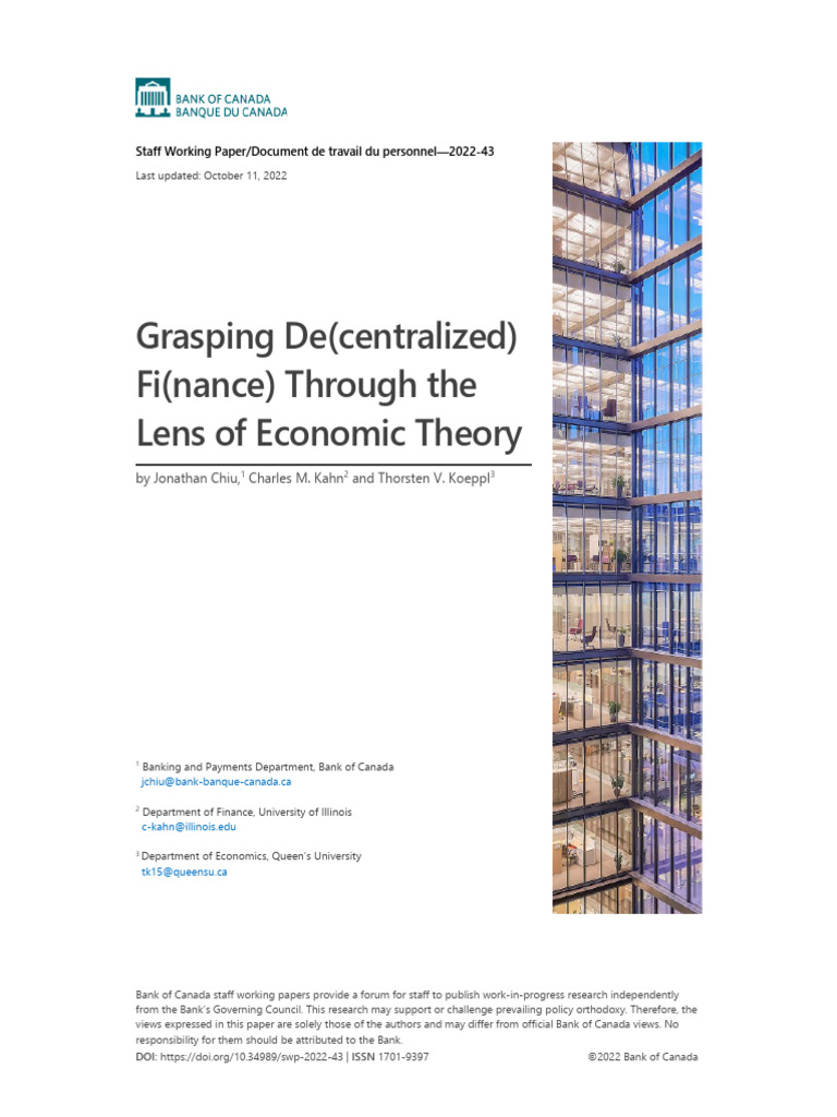 Grasping DeFi Through The Lens of Economics Theory | PDF | Loans ...
